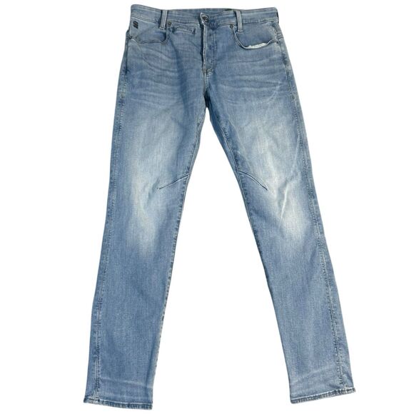 G Star Raw Jeans Men 32x32 D Staq Slim Button Fly Faded Light Blue Stretch Denim - Picture 1 of 12